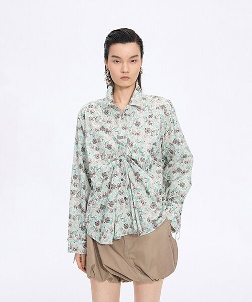 JNBY / ジェーエヌビーワイ シャツ・ブラウス | Watercolor Tulip Shirt（GREEN）
