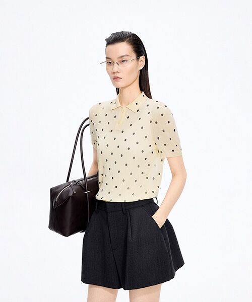 JNBY / ジェーエヌビーワイ その他トップス | Sheer Polka Dot Polo Knit | 詳細1