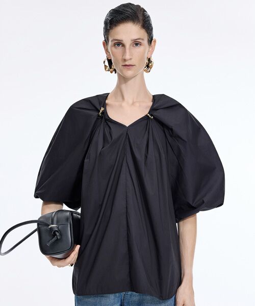 JNBY / ジェーエヌビーワイ シャツ・ブラウス | Relaxed V-neck Shirt（BLACK）