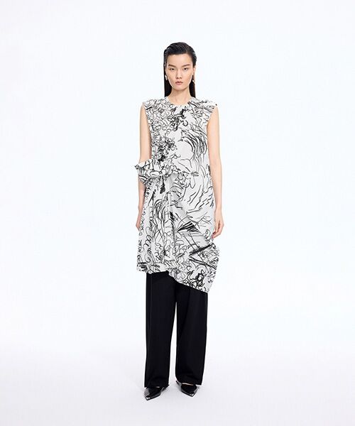 JNBY / ジェーエヌビーワイ ミニ丈・ひざ丈ワンピース | Sculpted Floral Dress（WHITE）