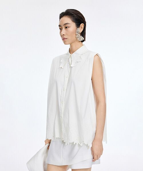 JNBY / ジェーエヌビーワイ シャツ・ブラウス | Floral Cutwork Poplin Shirt | 詳細4