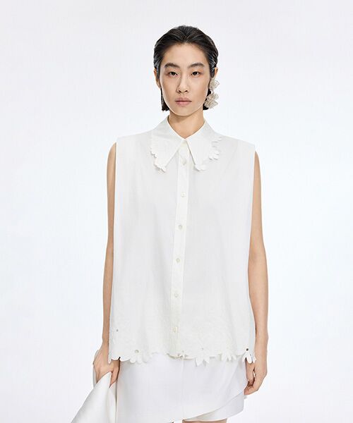 JNBY / ジェーエヌビーワイ シャツ・ブラウス | Floral Cutwork Poplin Shirt（WHITE）