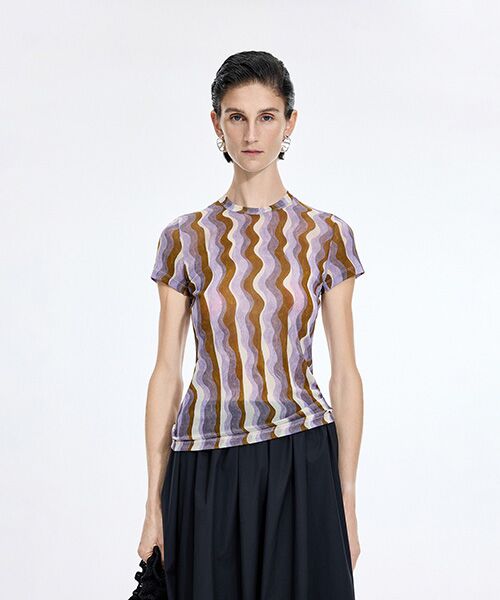 JNBY / ジェーエヌビーワイ Tシャツ | Pop Stripe Second-Skin Top（PURPLE）