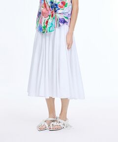 A-Line Twill Midi Skirt