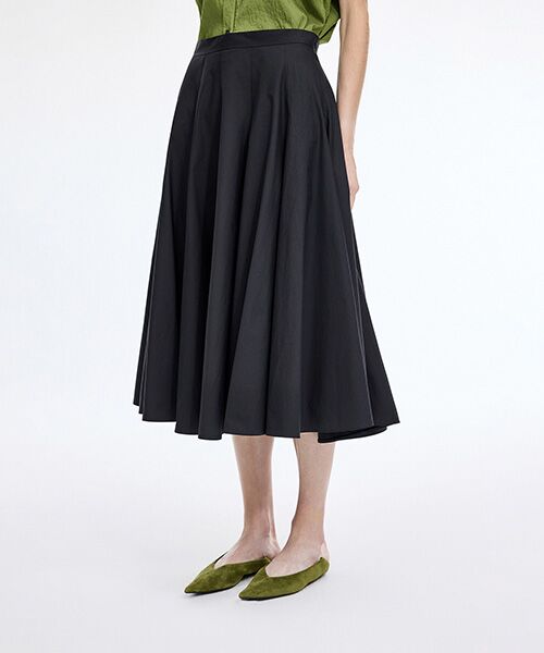 JNBY / ジェーエヌビーワイ ロング・マキシ丈スカート | A-Line Twill Midi Skirt（BLACK）