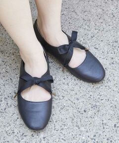 Jocomomola / ホコモモラ フラットシューズ | リボンシューズ　サテンリボン付きフラットシューズ