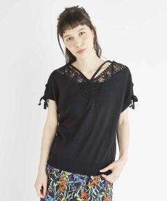 Jocomomola / ホコモモラ ニット・セーター | Amapola KNIT　胸元レース ニットプルオーバー