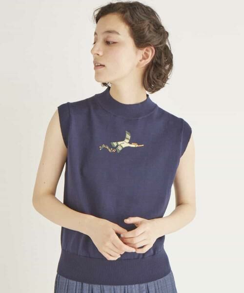 Jocomomola / ホコモモラ ニット・セーター | PAJAROS KNIT　渡り鳥モチーフ　デザイン刺繍ニットベスト | 詳細4