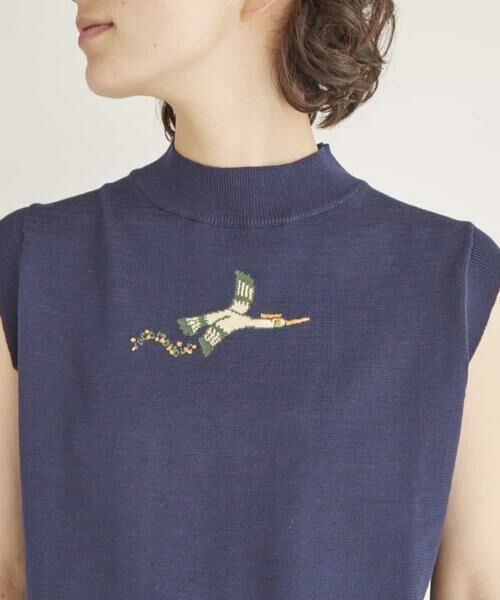 Jocomomola / ホコモモラ ニット・セーター | PAJAROS KNIT　渡り鳥モチーフ　デザイン刺繍ニットベスト | 詳細7