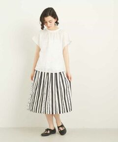 Jocomomola / ホコモモラ ミニ・ひざ丈スカート | Estrella ストライプ　ストライプ×星　プリーツスカート