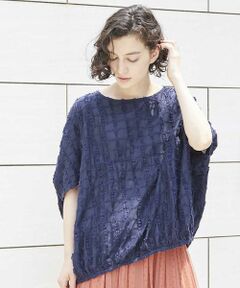 Jocomomola / ホコモモラ カットソー | スクエアカットジャガード　ボリュームプルオーバー