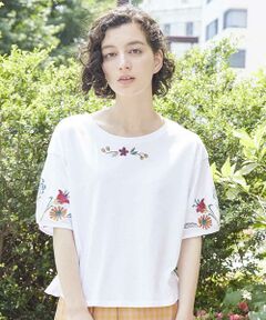 Jocomomola / ホコモモラ カットソー | POCION EMB　フラワー刺繍 ボリューム袖カットソー