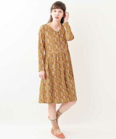 Jocomomola / ホコモモラ ドレス | FLOR MAGIA　フラワープリント　切り替えワンピース