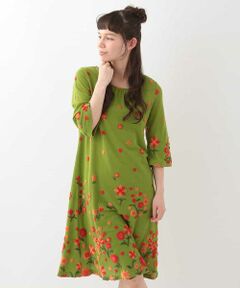 Jocomomola / ホコモモラ ロング・マキシ丈ワンピース | パイルジャガード　フラワージャガード　Aラインワンピース