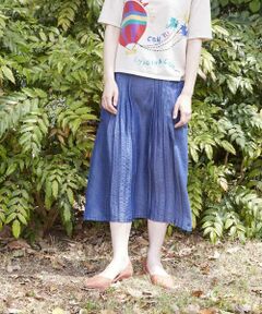 Jocomomola / ホコモモラ ロング・マキシ丈スカート | リヨセルタックデニム　タックスカート