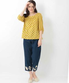 Jocomomola / ホコモモラ カットソー | ソーナノドット　ギャザーネックカットソー