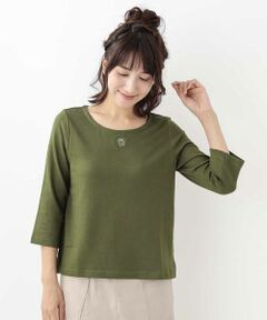 Jocomomola / ホコモモラ カットソー | ガーゼベアテン　胸元刺繍 7分袖カットソー