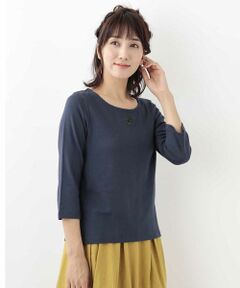 Jocomomola / ホコモモラ カットソー | ガーゼベアテン　胸元刺繍 7分袖カットソー