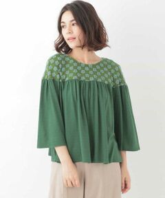 Jocomomola / ホコモモラ その他トップス | Flores hielo ジャガード　フラワー柄パイル切り替えプルオーバー