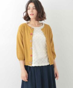 FLOR BOREAL KNIT　フラワーモチーフボタンカーディガン