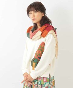 UNACASA KNIT　リブニットブロックカラーマフラー