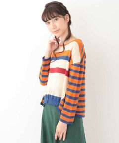 boild wool　ミックスボーダードッキングニットプルオーバー