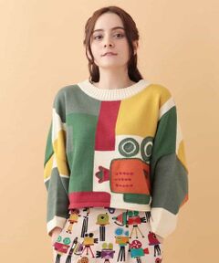 Jocomomola / ホコモモラ ニット・セーター | カメラモチーフ　カラーブロックニットプルオーバー