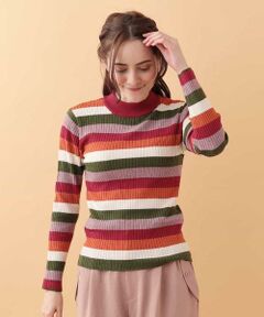 Jocomomola / ホコモモラ ニット・セーター | マルチカラーボーダー　ニットプルオーバー