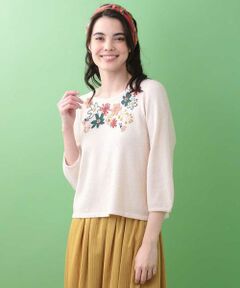 Jocomomola / ホコモモラ ニット・セーター | お花畑刺繍パイルニットプルオーバー