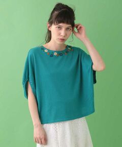 Jocomomola / ホコモモラ ニット・セーター | 【2WAY】フラワー刺繍シャーリングニット