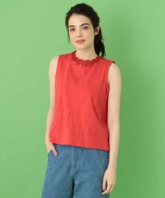 Jocomomola / ホコモモラ タンクトップ | レースデザインコットンタンクトップ