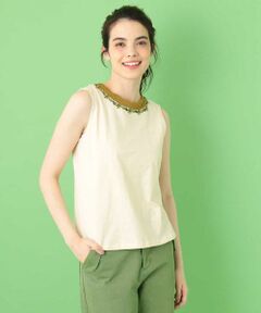 Jocomomola / ホコモモラ タンクトップ | レースデザインコットンタンクトップ