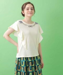 Jocomomola / ホコモモラ カットソー | コットンフラワー刺繍カットソー