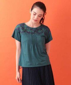 Jocomomola / ホコモモラ カットソー | お花刺繍アップリケカットソー