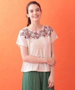 Jocomomola / ホコモモラ カットソー | お花刺繍アップリケカットソー