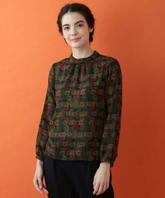 Jocomomola / ホコモモラ シャツ・ブラウス | 切手モチーフプリント フリルネックブラウス