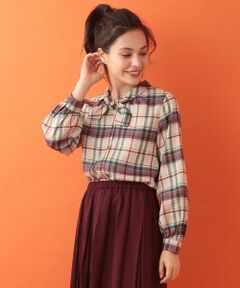 Jocomomola / ホコモモラ シャツ・ブラウス | タータンチェックボウタイブラウス