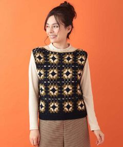 Jocomomola / ホコモモラ ニット・セーター | フラワーかぎ編みニットベスト