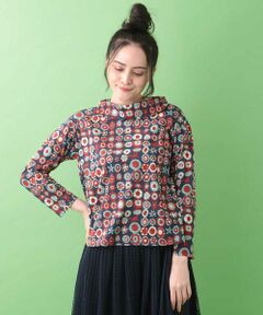 Jocomomola / ホコモモラ カットソー | ボールフラワープリント　ロールネックカットソー