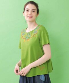 Jocomomola / ホコモモラ カットソー | Corona de flores フラワー刺繍カットソー