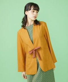 Jocomomola / ホコモモラ ノーカラージャケット | リボンフロントノーカラージャケット