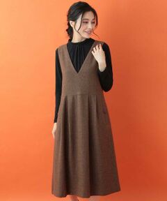 Jocomomola / ホコモモラ ロング・マキシ丈ワンピース | カラーネップヘリンボーンワンピース