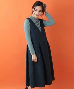 Jocomomola / ホコモモラ ロング・マキシ丈ワンピース | カラーネップヘリンボーンワンピース