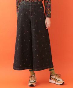 フラワーデニムワイドパンツ