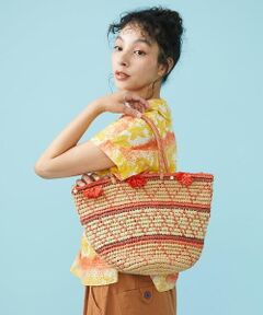 Jocomomola / ホコモモラ トートバッグ | フラワーモチーフペーパーかごバッグ