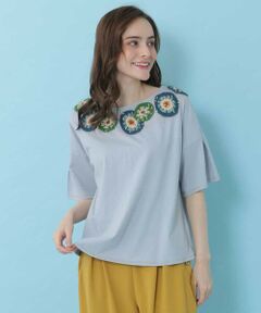 Jocomomola / ホコモモラ カットソー | Artesania かぎ編みフラワークラフトTシャツ