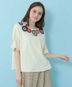 Jocomomola / ホコモモラ カットソー | Artesania かぎ編みフラワークラフトTシャツ