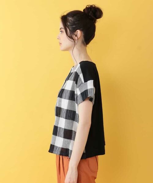 Jocomomola / ホコモモラ カットソー | 【2WAY】ビッグチェックブルーゼTシャツブラウス | 詳細1