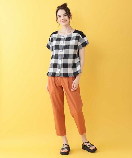 Jocomomola / ホコモモラ カットソー | 【2WAY】ビッグチェックブルーゼTシャツブラウス | 詳細10