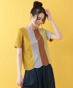 Jocomomola / ホコモモラ カットソー | Colorido ストライプ切替Tシャツ